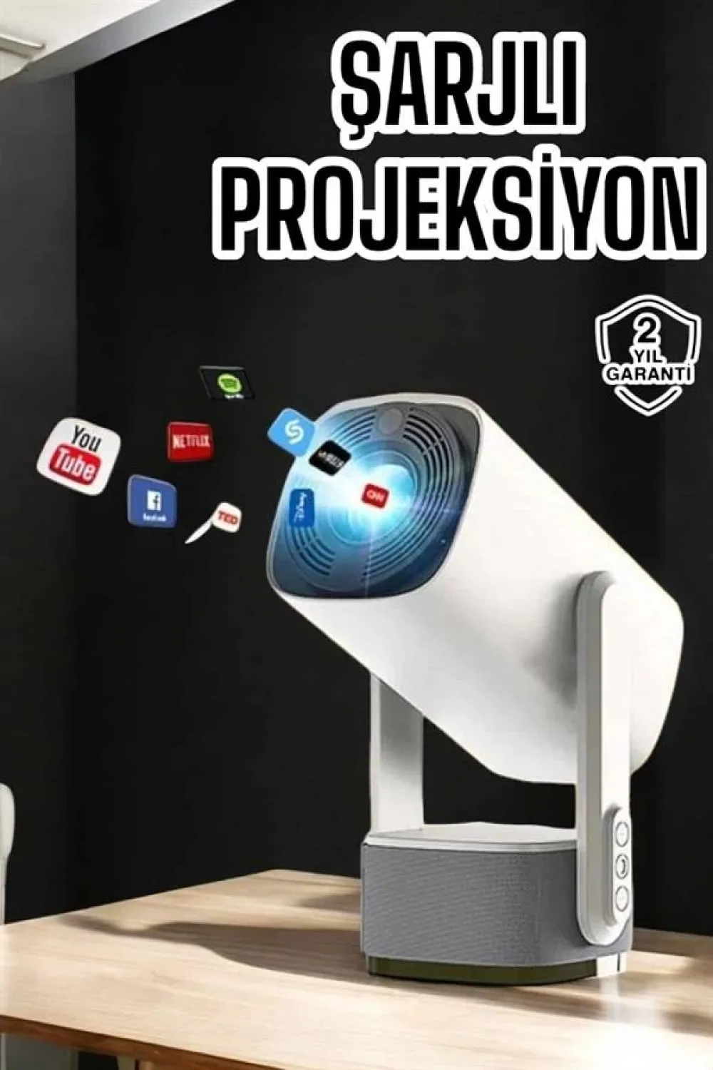 Akıllı Projeksiyon Powerbankli Taşınabilir Sinema Projektörü 4k Hd Kaliteli