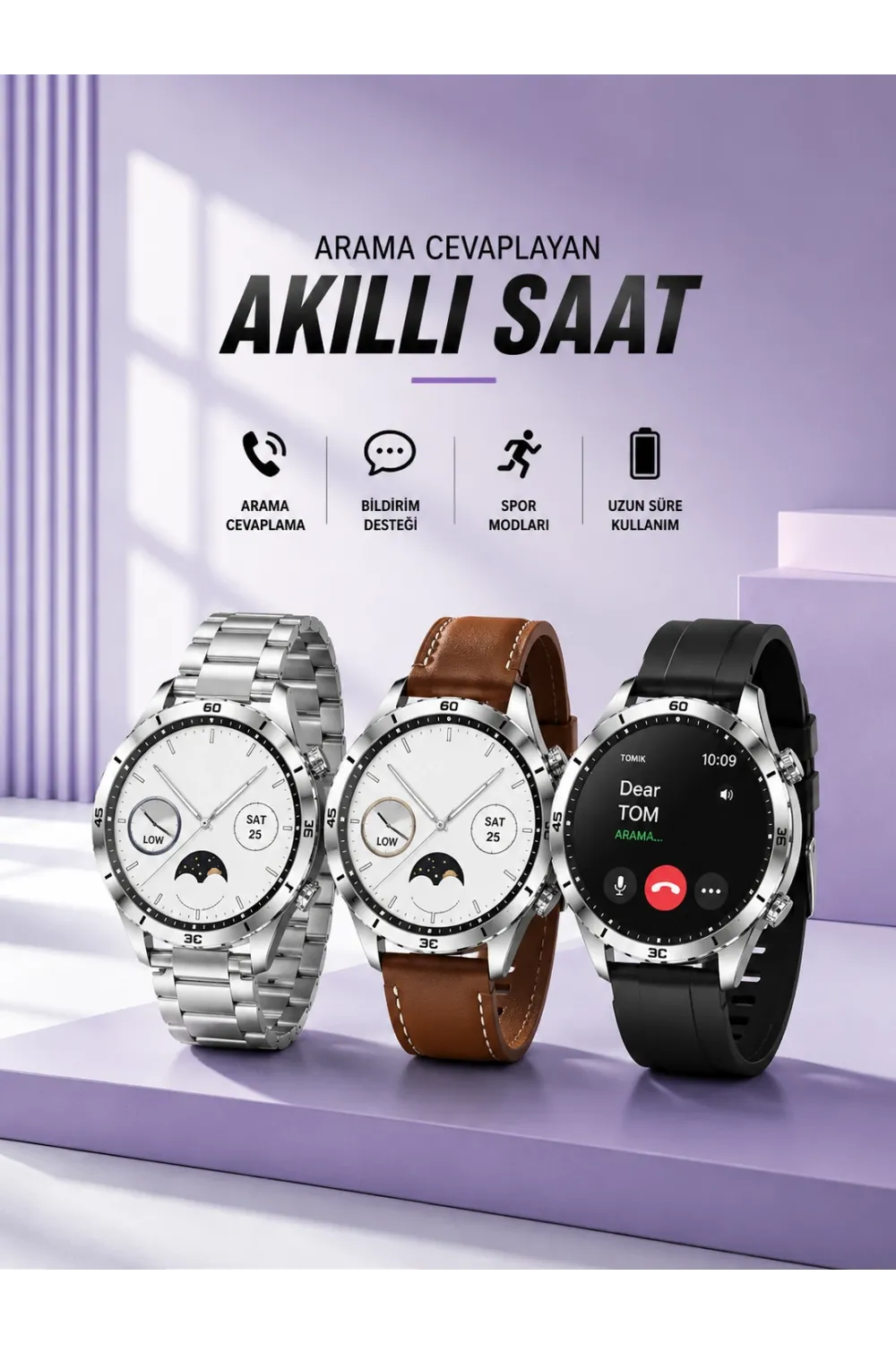 Akıllı Saat Bildirim Görme Sesli Görüşme Çoklu Kordon Gps Takibi