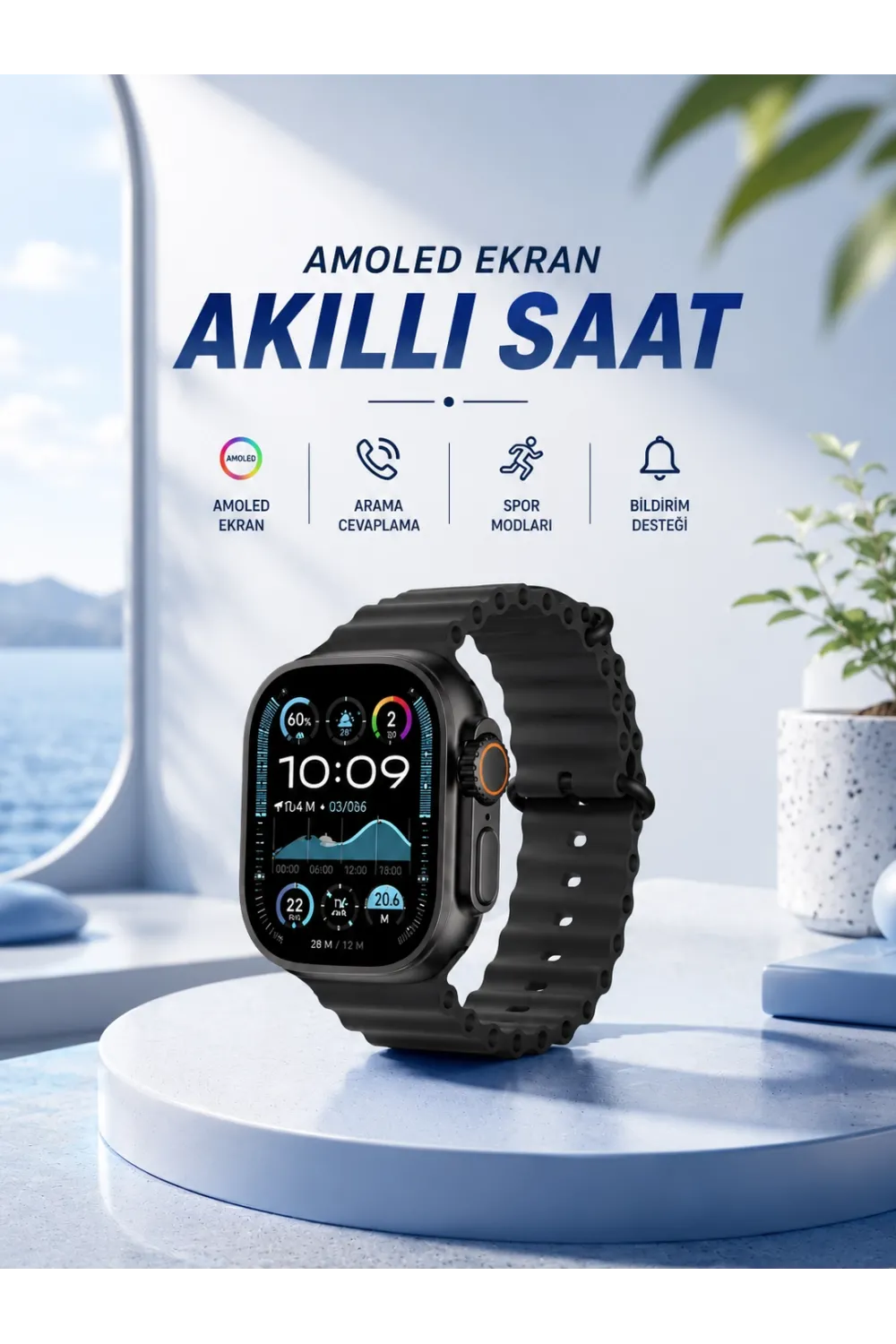 Akıllı Saat Bluetooth Bağlantılı Nfc Ve Gps Uyumlu Nabız Ölçer Sesli Görüşme