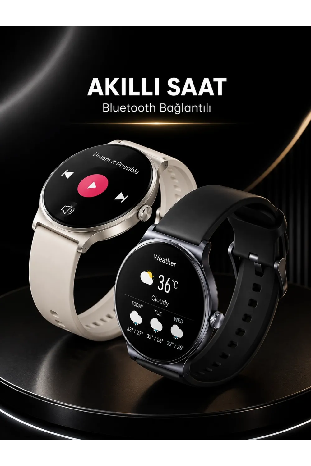 Akıllı Saat Sesli Görüşme Bluetooth Bağlantılı 3 Kordonlu