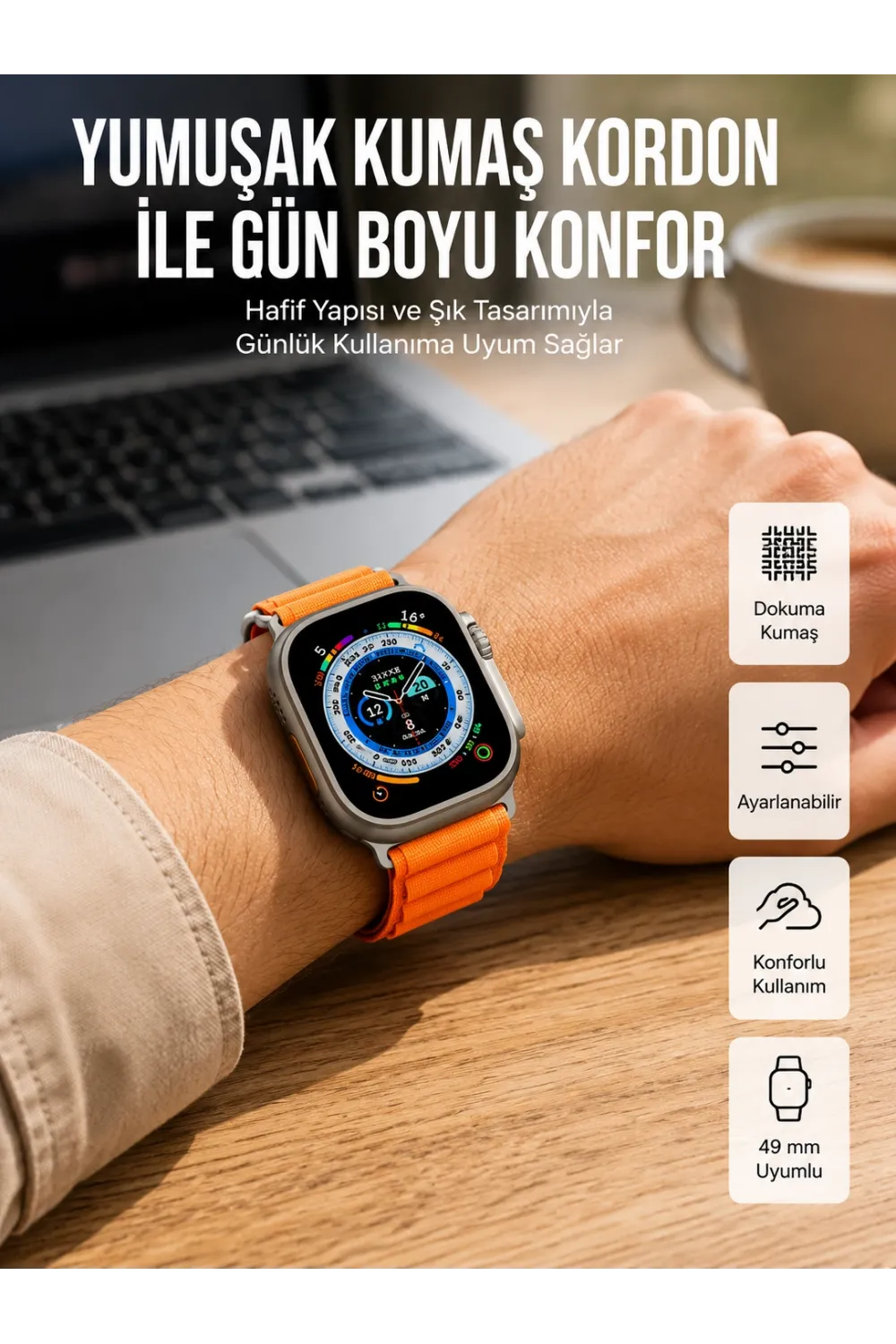 Akıllı Saat Ultra Android & İos Uyumlu Arama Bildirim Özellikli