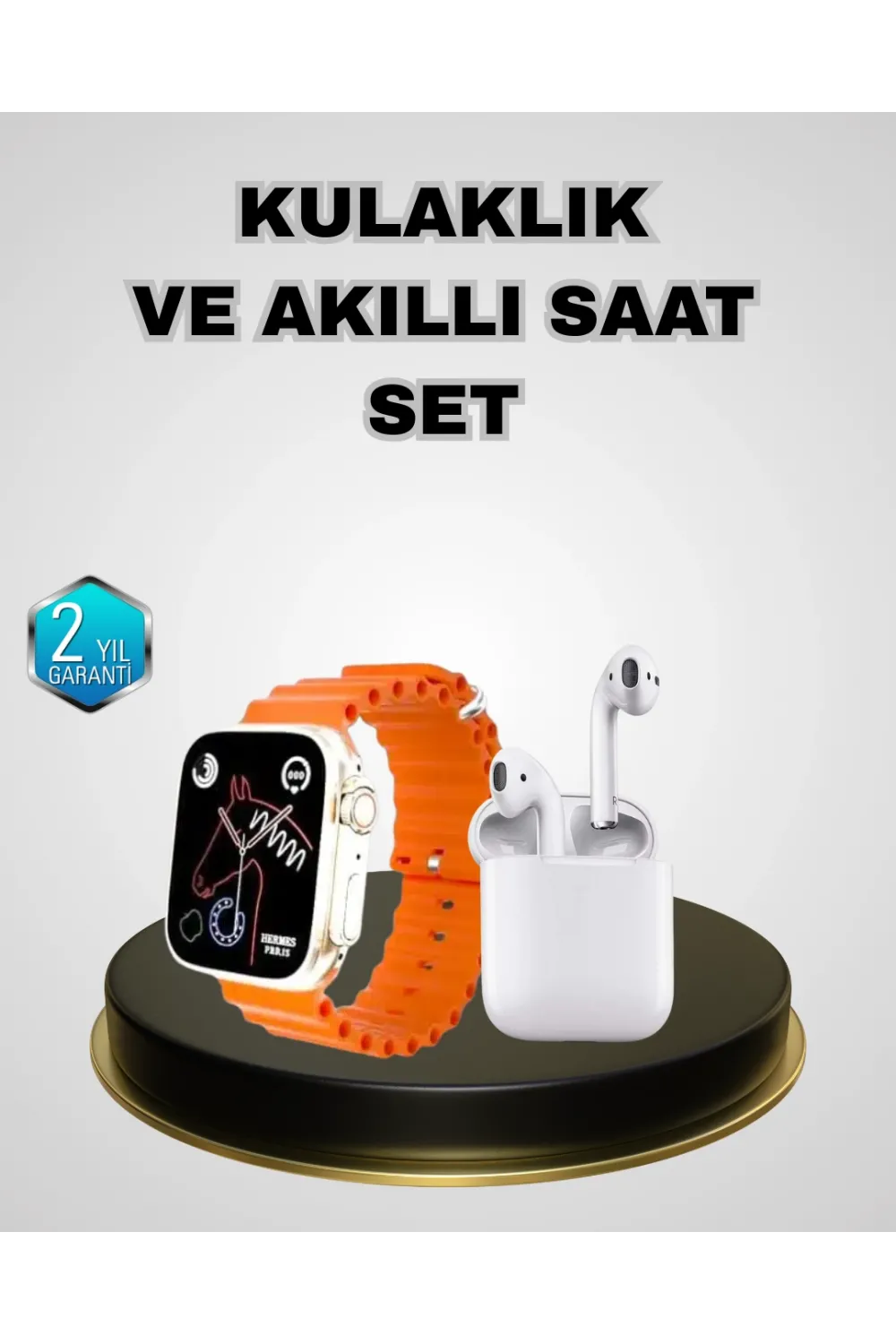 Akıllı Saat Ve Kablosuz Kulaklık İos Android Uyumlu Teknoloji Seti