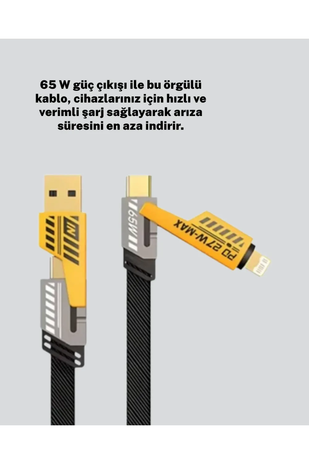 Akıllı Telefon Tablet Laptop Uyumlu 65w Güçlü Veri Kablosu