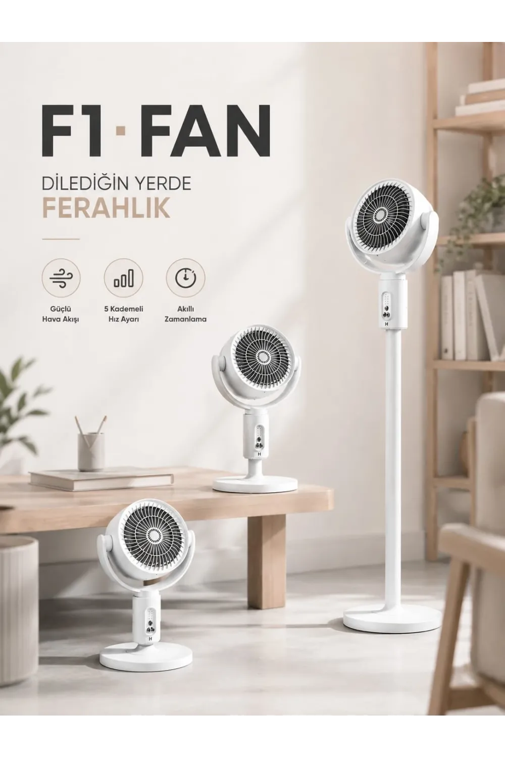 Akıllı Zamanlayıcı Özelliğiyle Enerji Tasarruflu Dikey Vantilatör