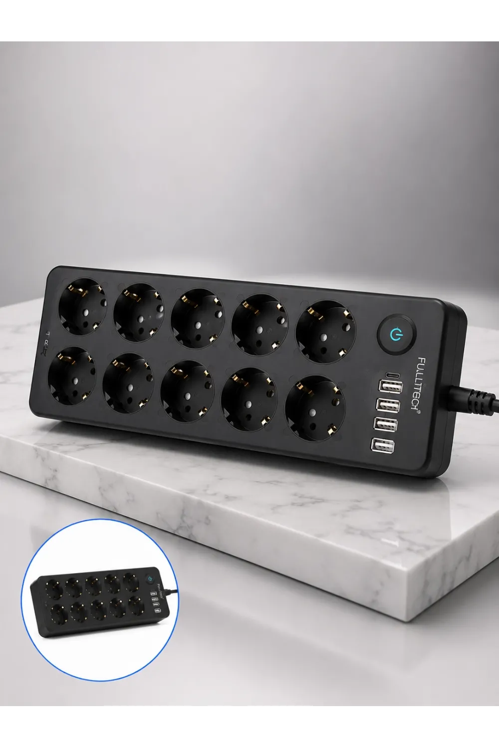 Akım Korumalı 10lu Çoklu Priz Usb-a Ve Type-c Şarj Çıkışlı
