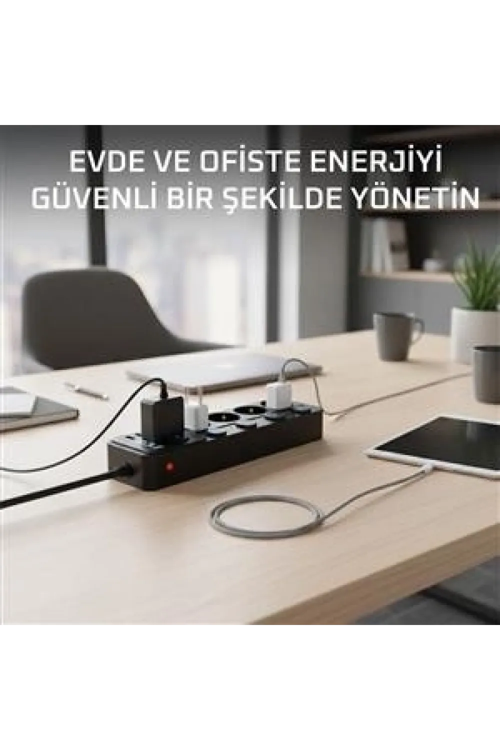 Akım Korumalı 4’lü Priz 2xusb 2xtype-c Çıkış Yüksek Gerilim Koruma Priz Çoğaltıcı