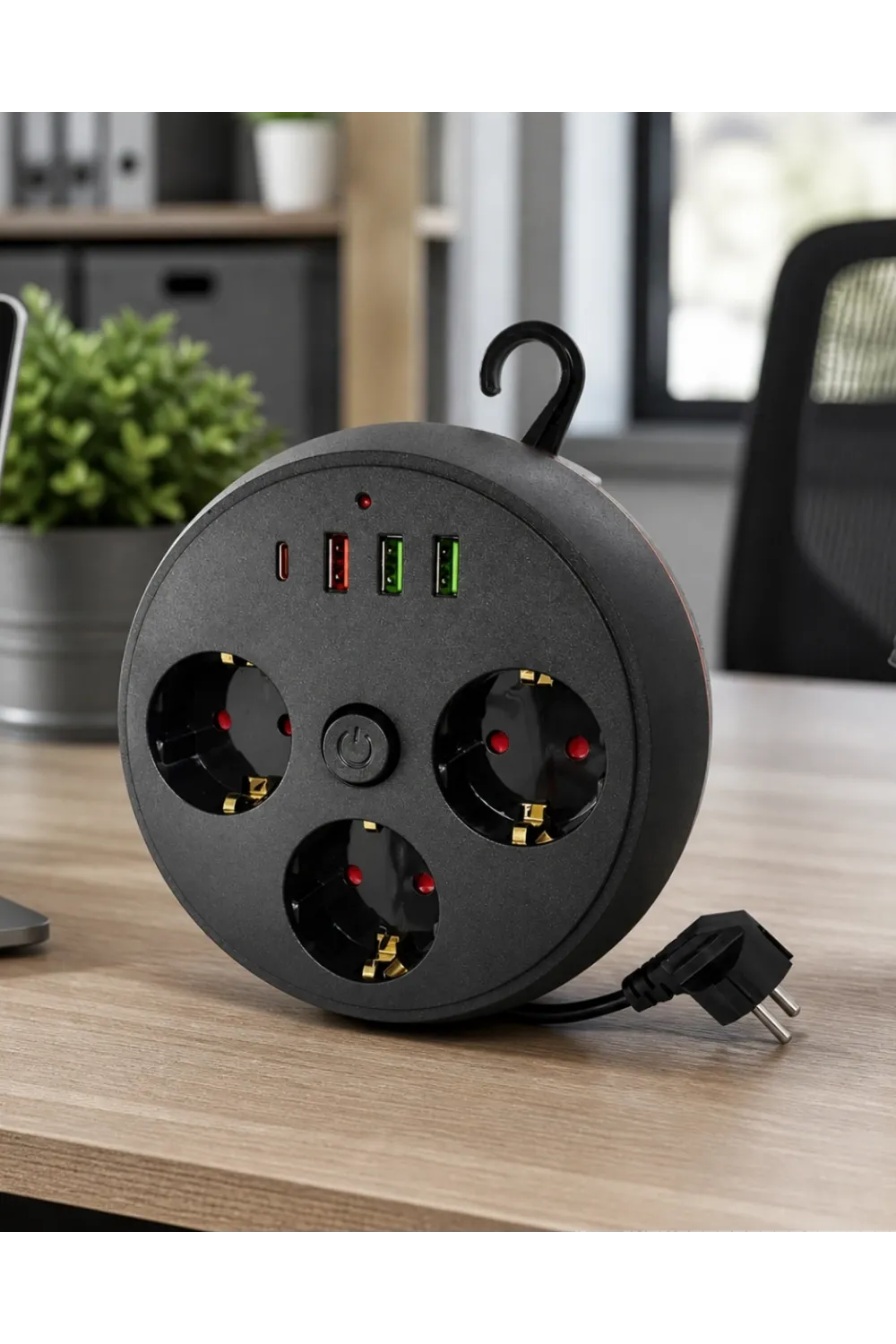 Akım Korumalı Çoklu Priz 3 Priz 3 Usb 1 Type C 2 Metre Kablo Güvenli Şarj