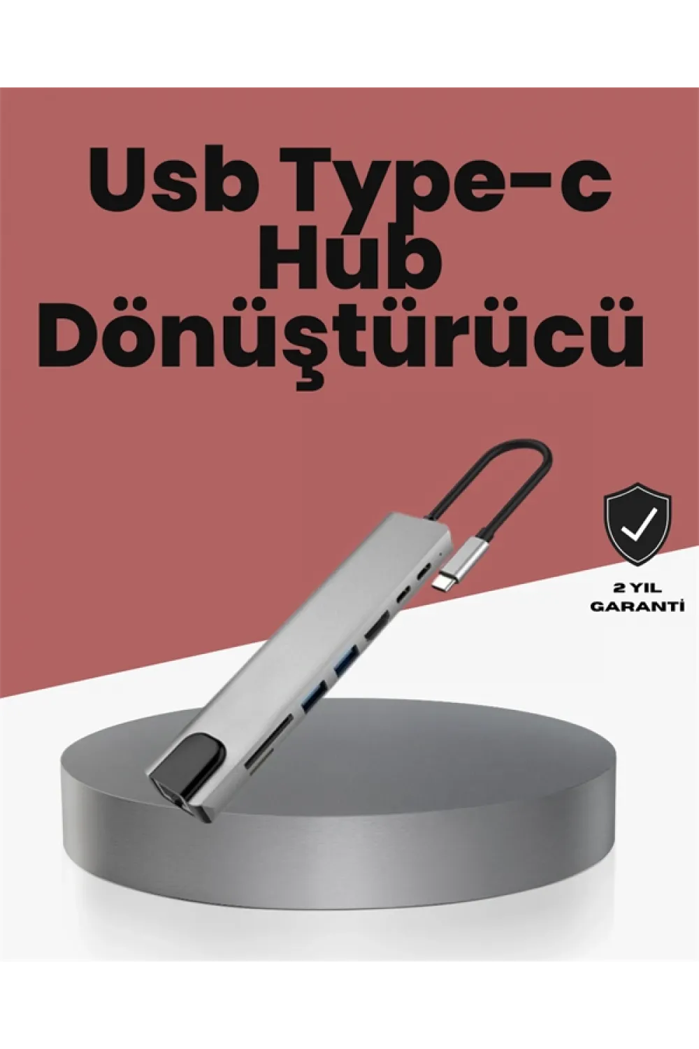 Alüminyum Gövdeli Type‑c Hdmı & Ethernet Adaptör – Tak & Çalıştır