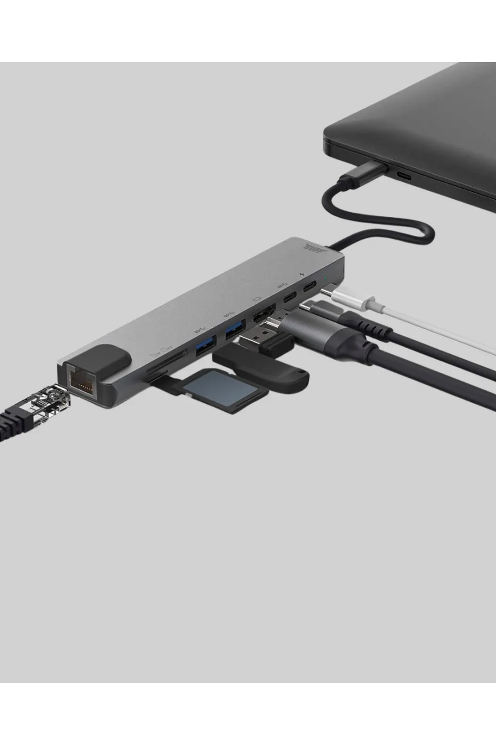 Alüminyum Kasalı Macbook Usb-c Hub – 4k Hdmı, Usb 3.0, Sd/tf Kart Girişi, Pd Şarj Desteği