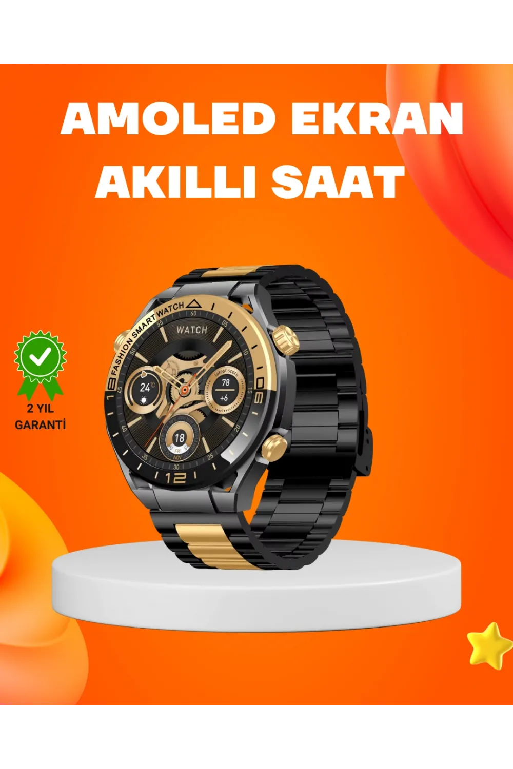 Amoled Akıllı Saat Ip67 Su Geçirmez 3 Bileklikli Sağlık Takipli