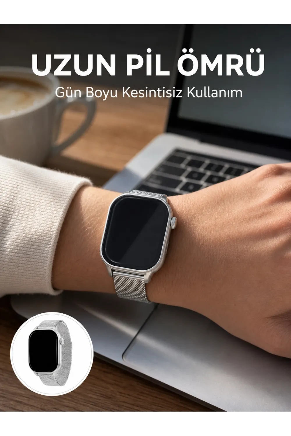 Amoled Ekranlı Bluetooth Aramalı 3 Kordonlu Akıllı Saat