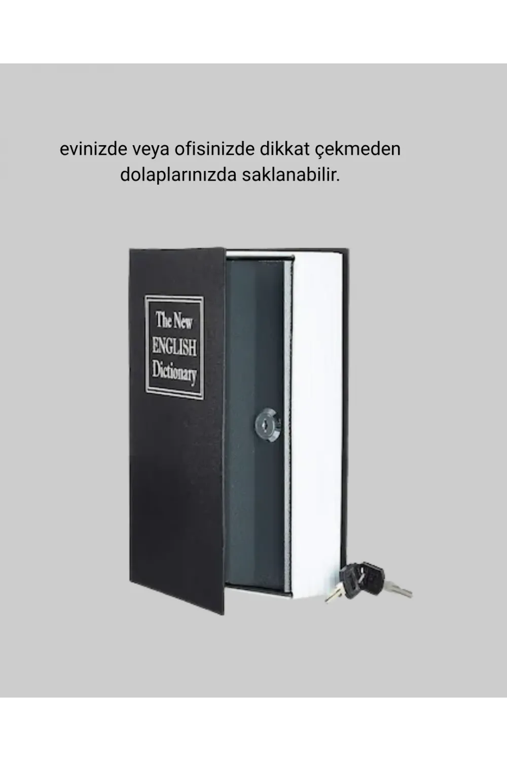 Anahtarlı Gizli Kitap Kasa – Metal İç Yapı, Kamuflajlı Sözlük Tasarım