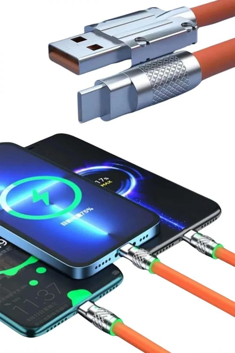 Android Ve İos Uyumlu 180 Derece Type-c Şarj Kablosu Yeni Nesil