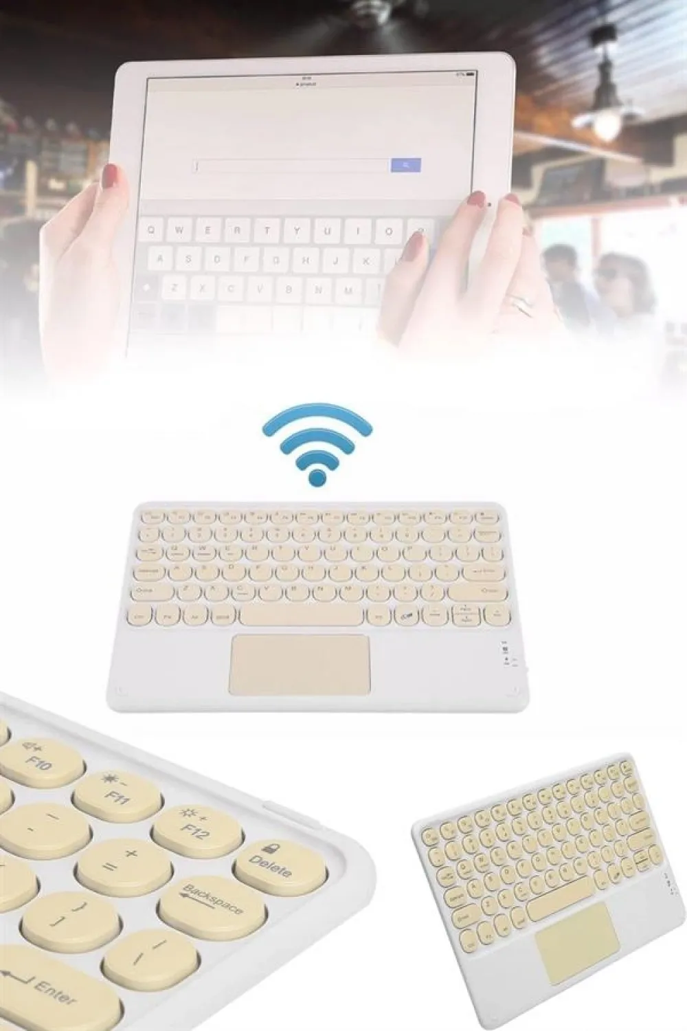 Android Ve İos Uyumlu Bluetooth Klavye Touchpad Slim Kablosuz Wifi Q Klavye