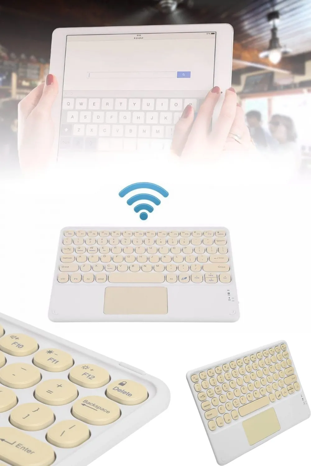 Android Ve İos Uyumlu Bluetooth Klavye Touchpad Slim Kablosuz Wifi Q Klavye
