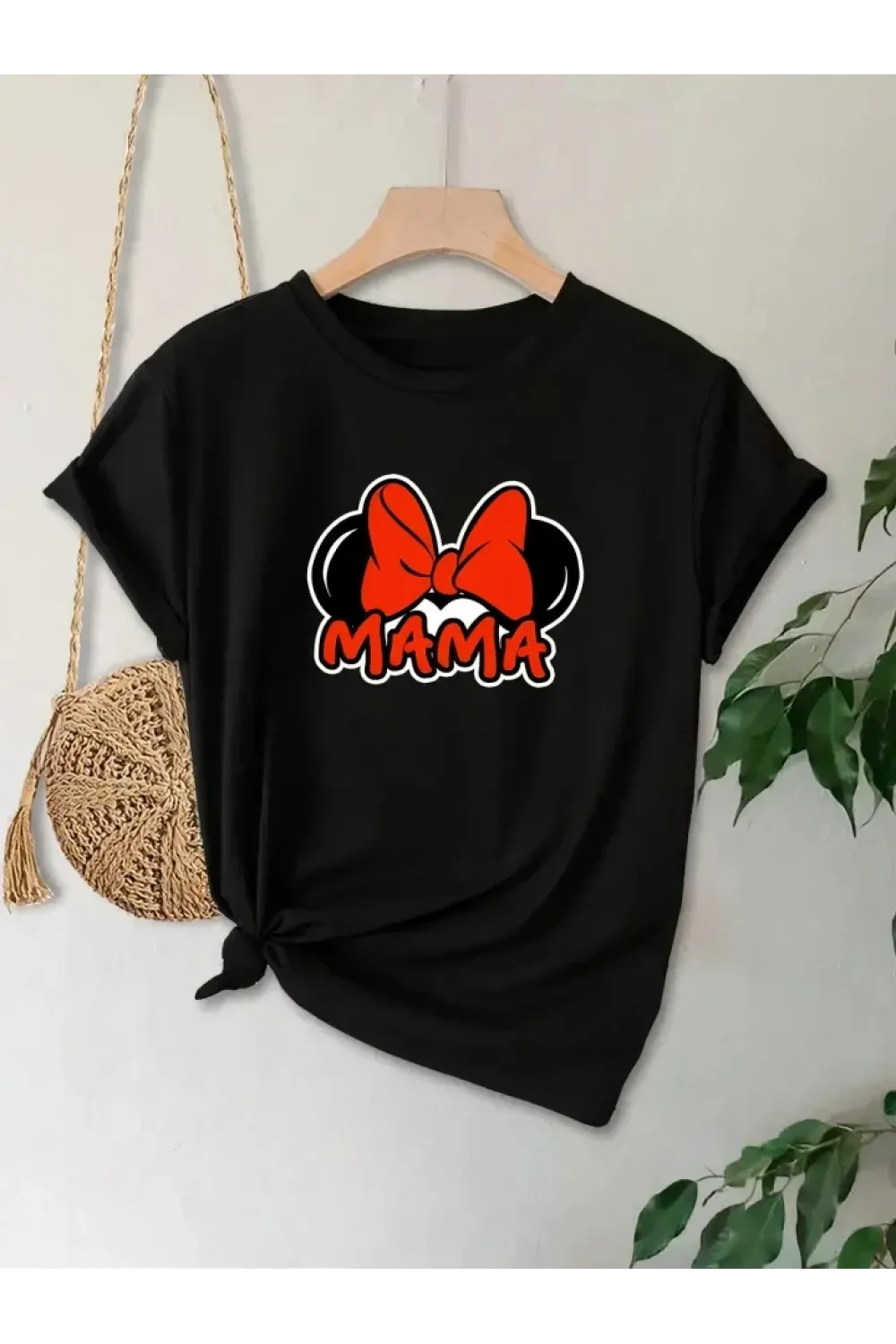 Anneler Günü Hediye Anne Temalı Baskılı Oversize Bisiklet Yaka T-shirt - Siyah