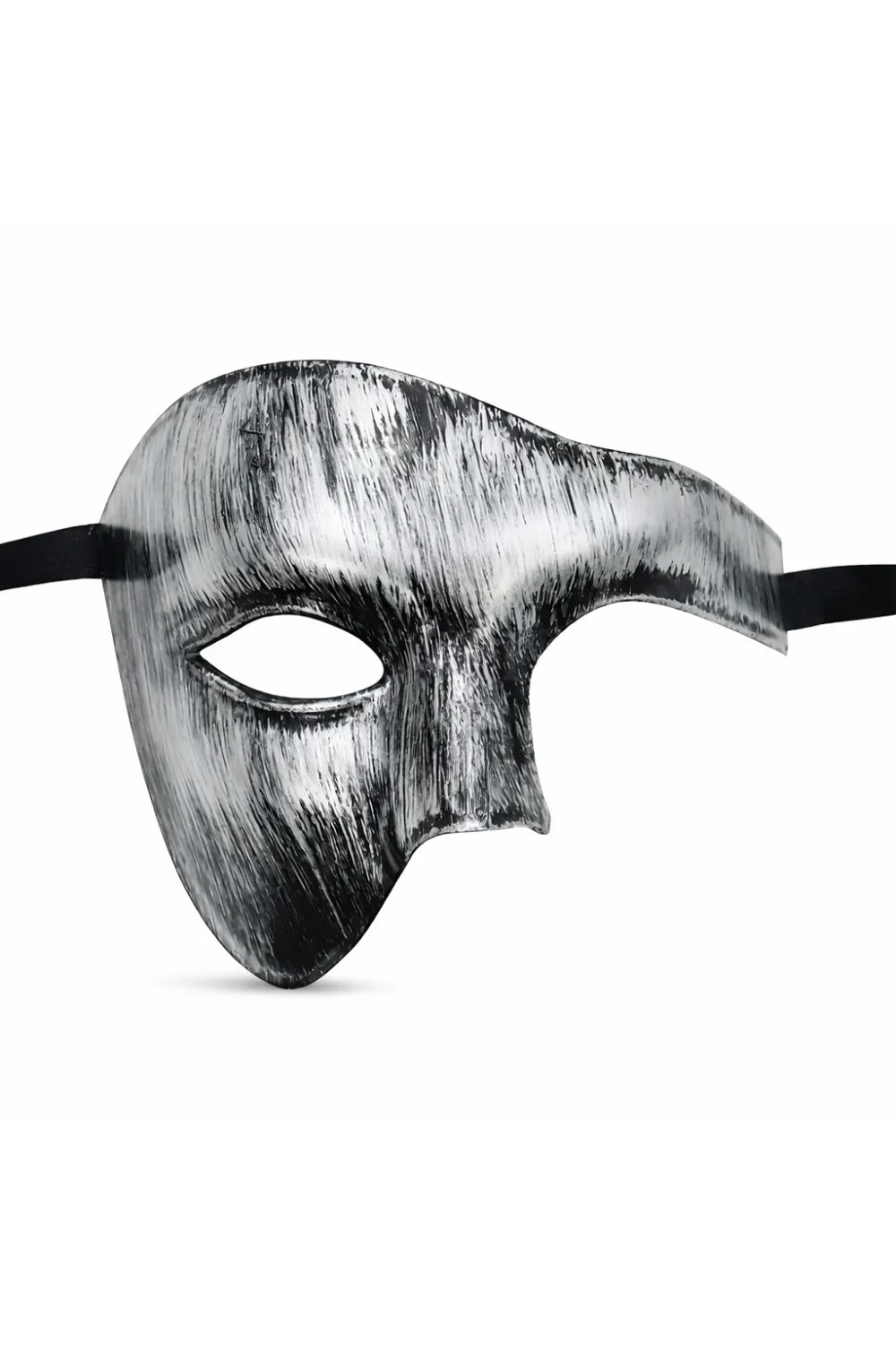 Antik Eskitme Gümüş Erkek Yarım Maske - Phantom & Balo Maskesi