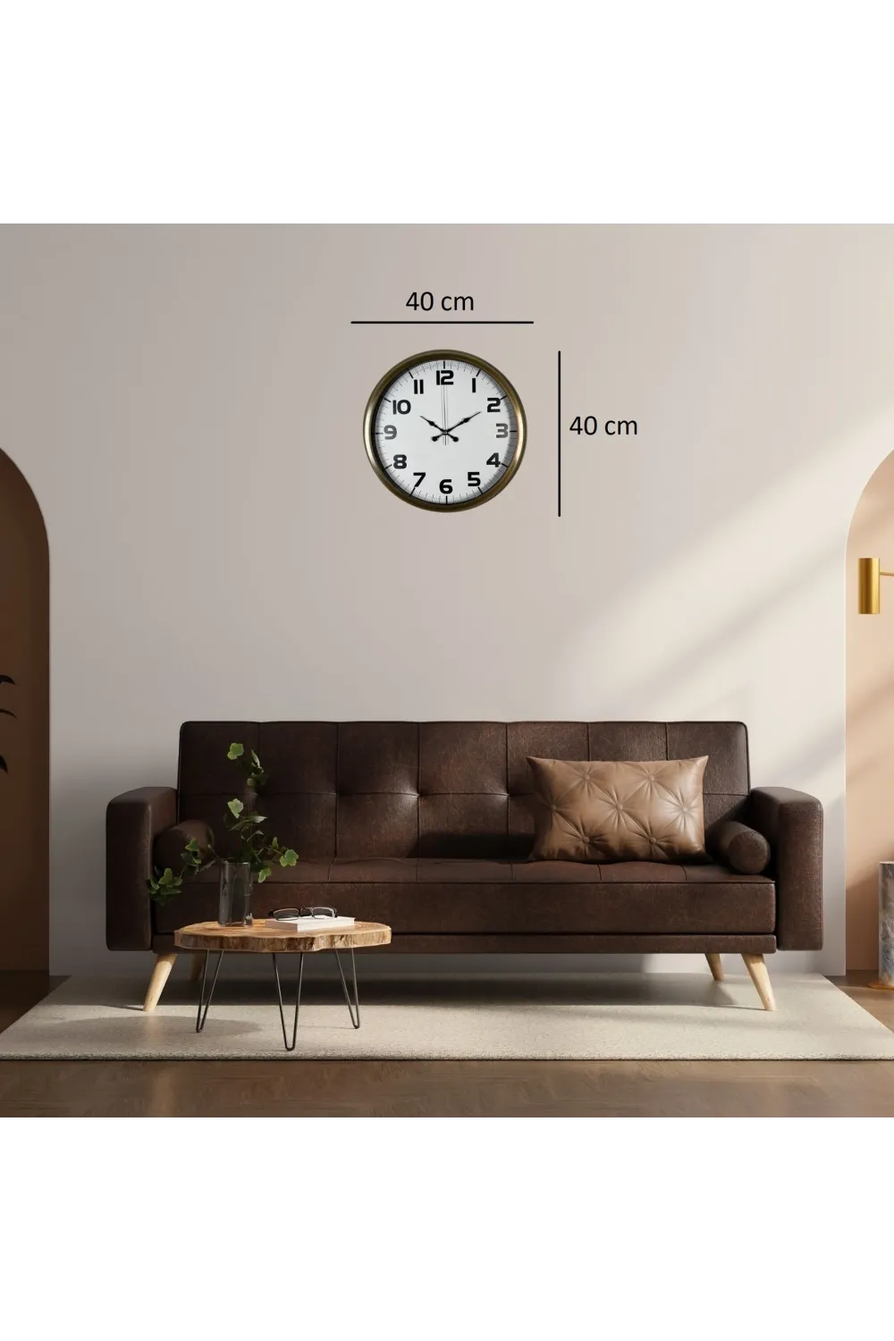 Antik Stil Eskitme 40 Cm Metal Duvar Saati