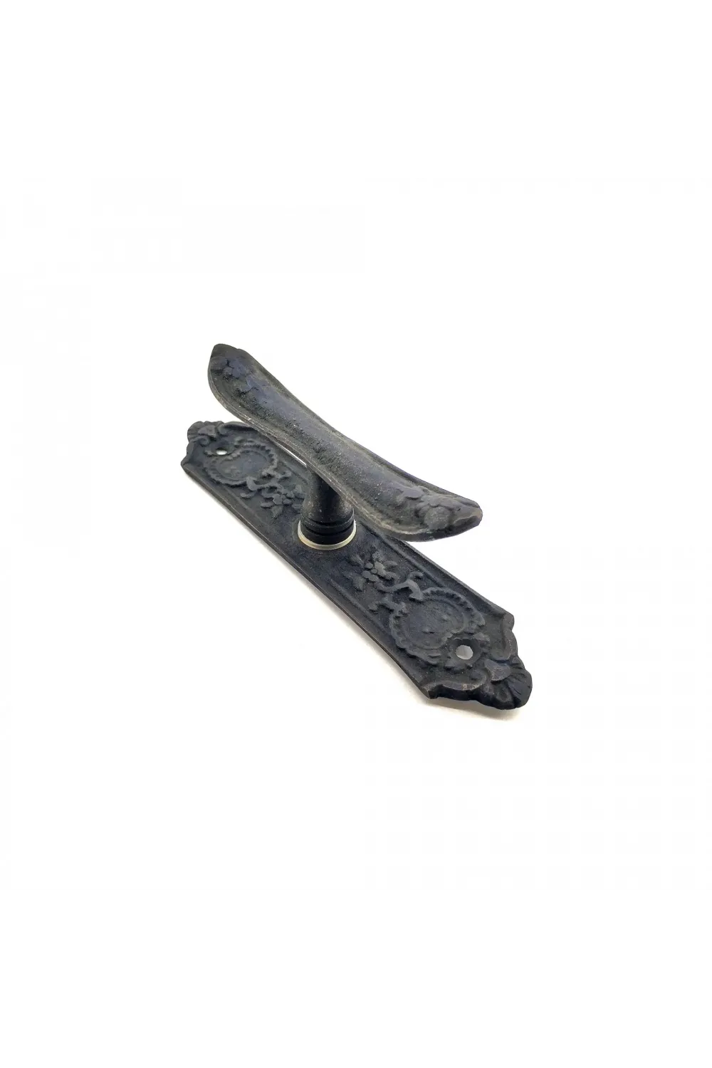 Antika Tarz Dekoratif Pirinç Çiçekli Pencere Kolu - 165x38 Mm, Oksit