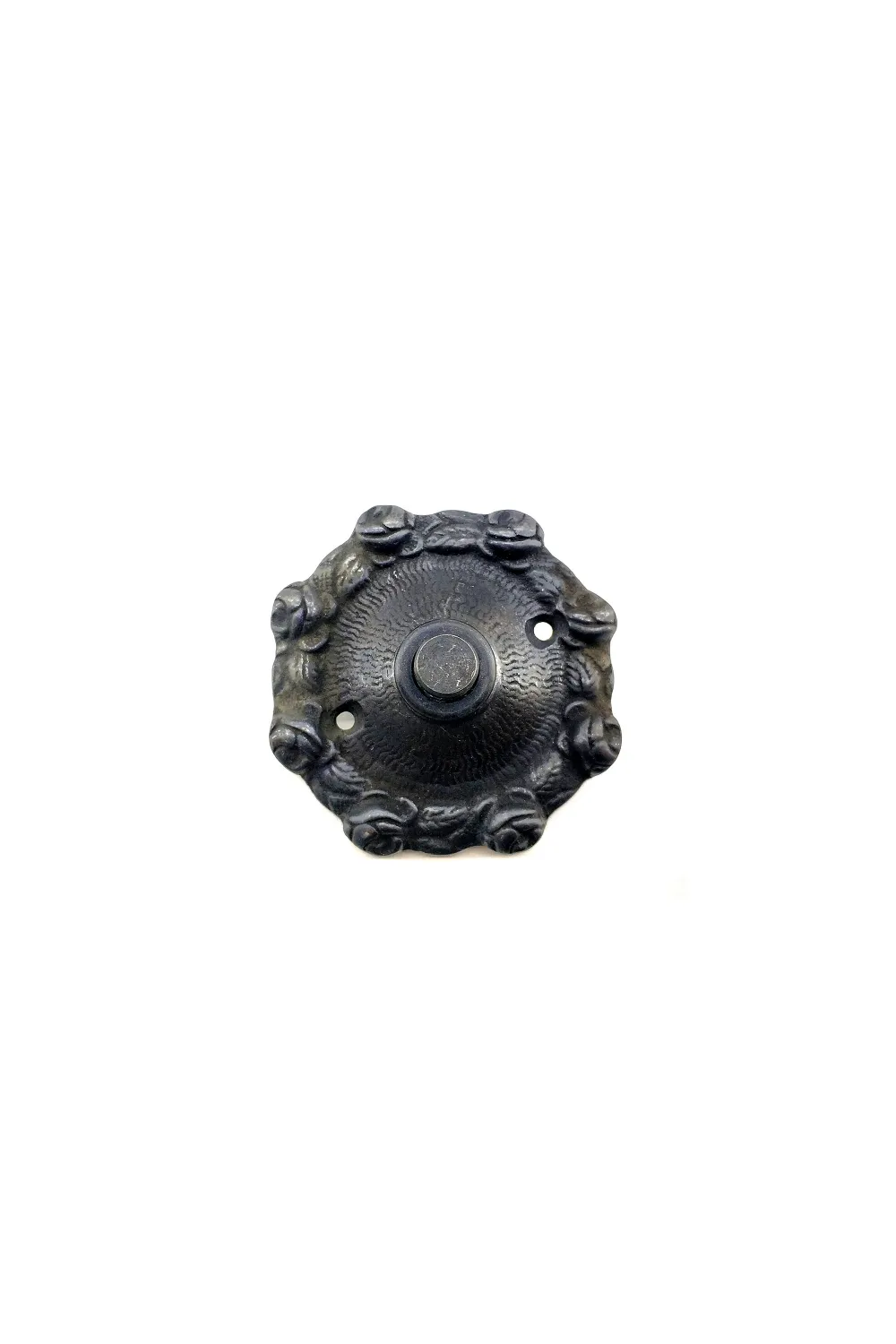 Antika Tarz Dekoratif Pirinç Güllü Kapı Zili - 75mm, Oksit