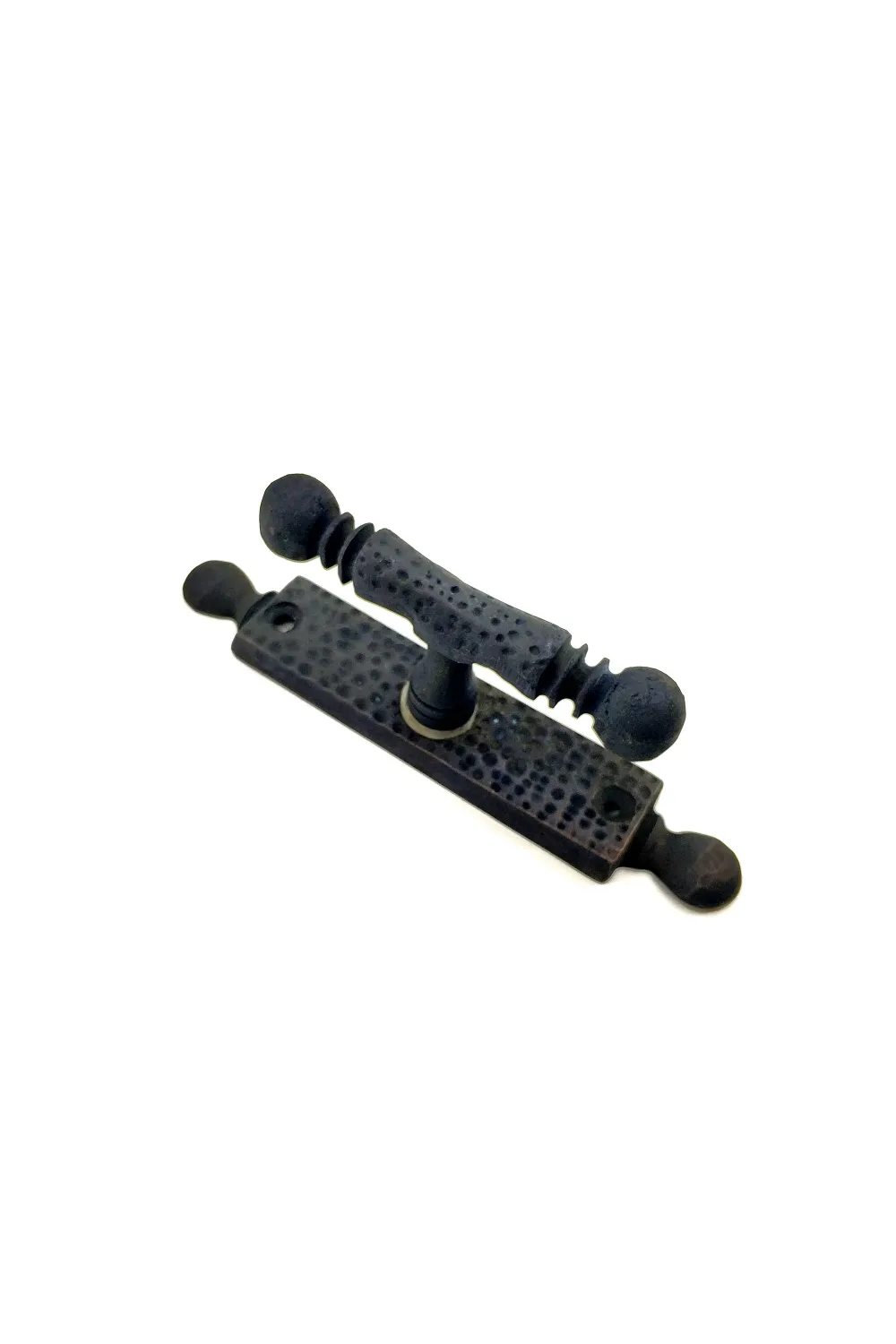 Antika Tarz Dekoratif Pirinç Misket Pencere Kolu - 165x32 mm, Oksit
