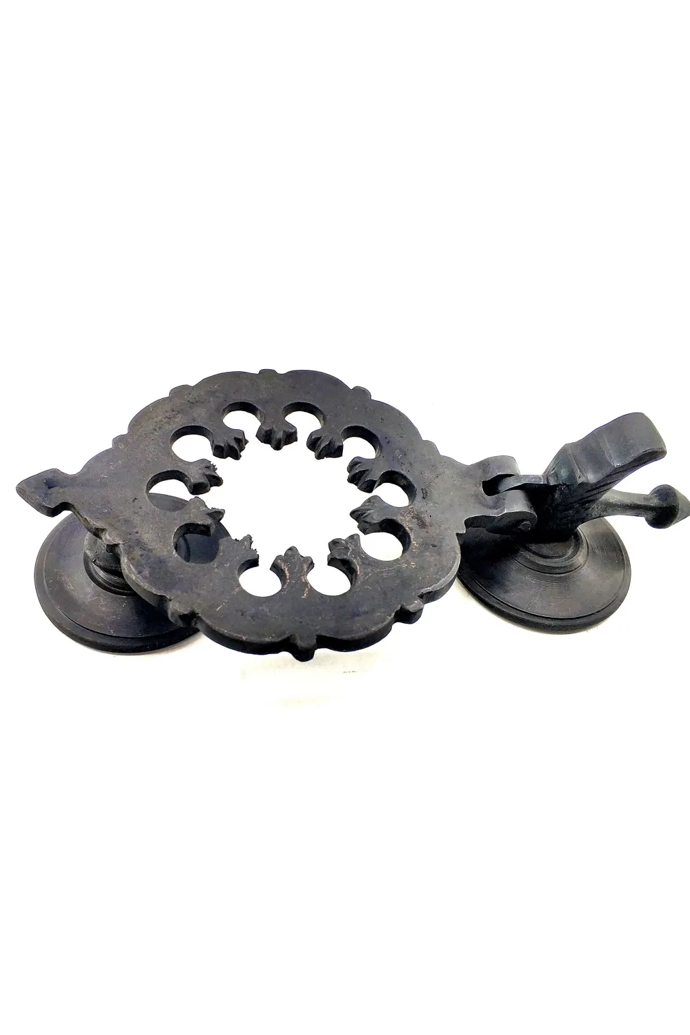 Antika Tarz Dekoratif Pirinç Osmanlı Kapı Tokmağı, Taktak - 265x75mm, Oksit