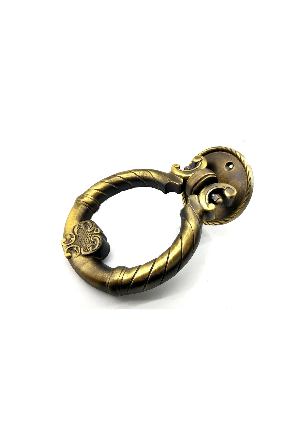 Antika Tarz Dekoratif Pirinç Saray Kapı Tokmağı, Taktak - 97mm, Antik
