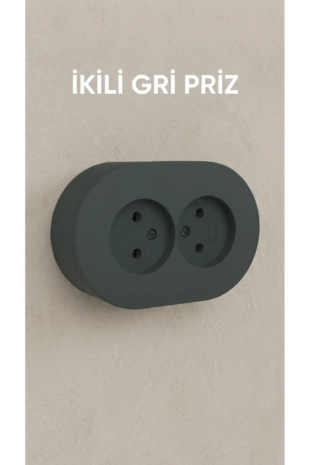 Antrasit Renkli Sıva Üstü İkili Topraklı Elektrik Prizi