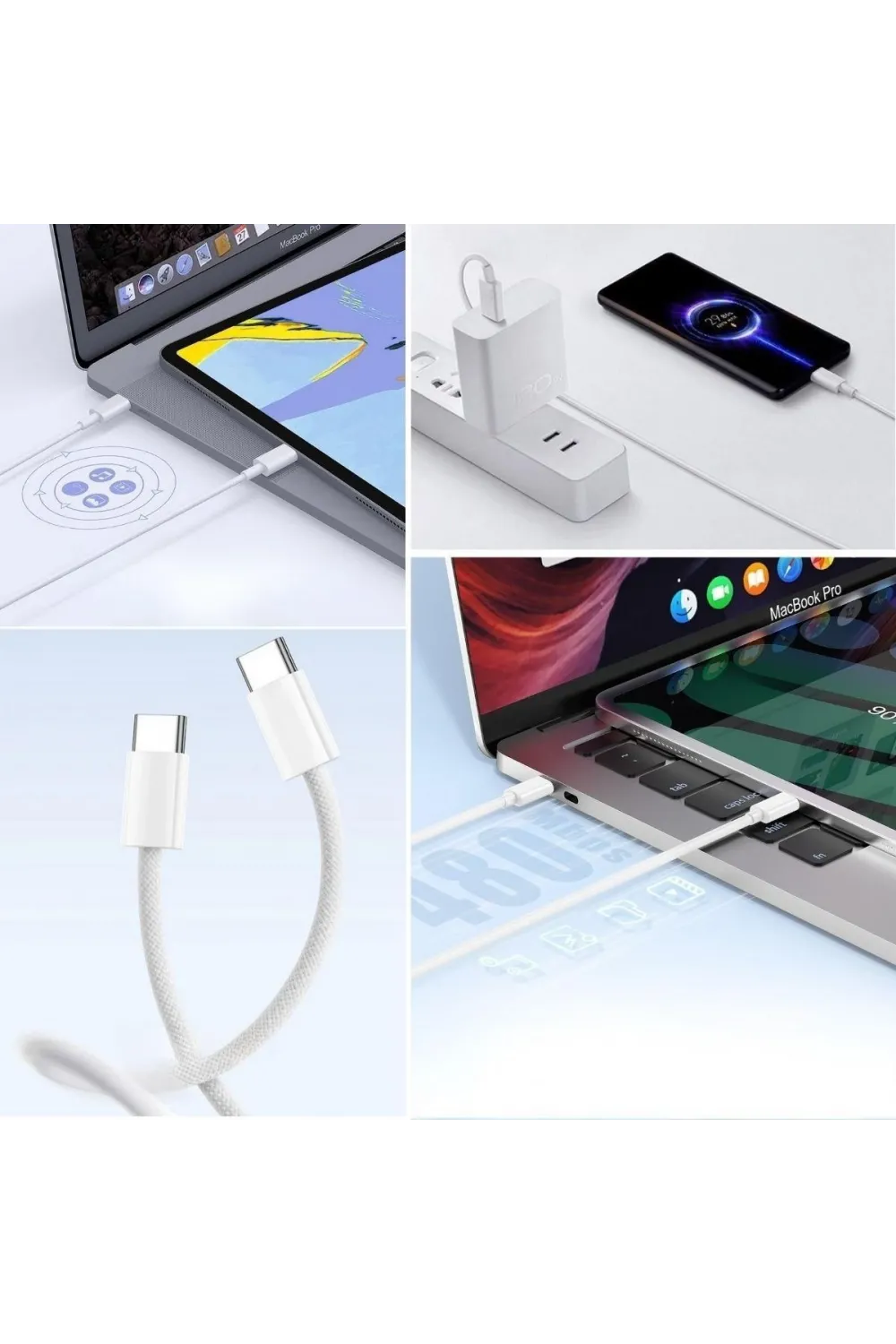 Apple 15/15 Pro Type-c To Type-c Hasır Örgü Hızlı Şarj Kablosu (1m)