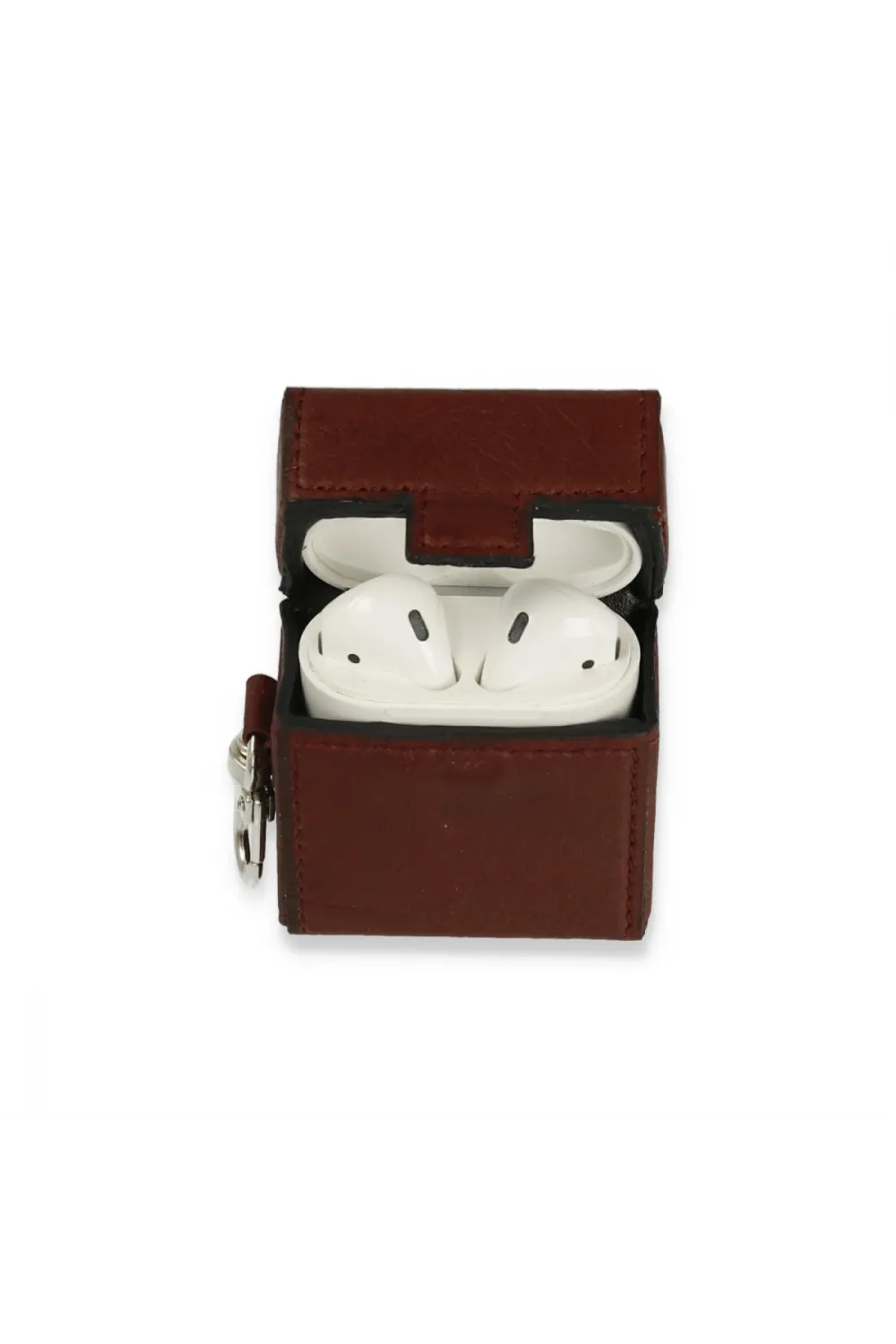 Apple Airpods 2 (2.nesil) Deri Kılıf - Bordo