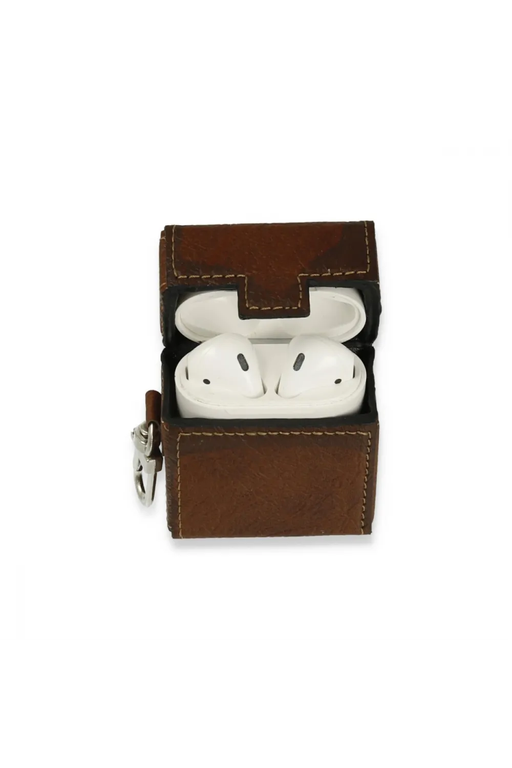Apple Airpods 2 (2.nesil) Deri Kılıf - Kahverengi