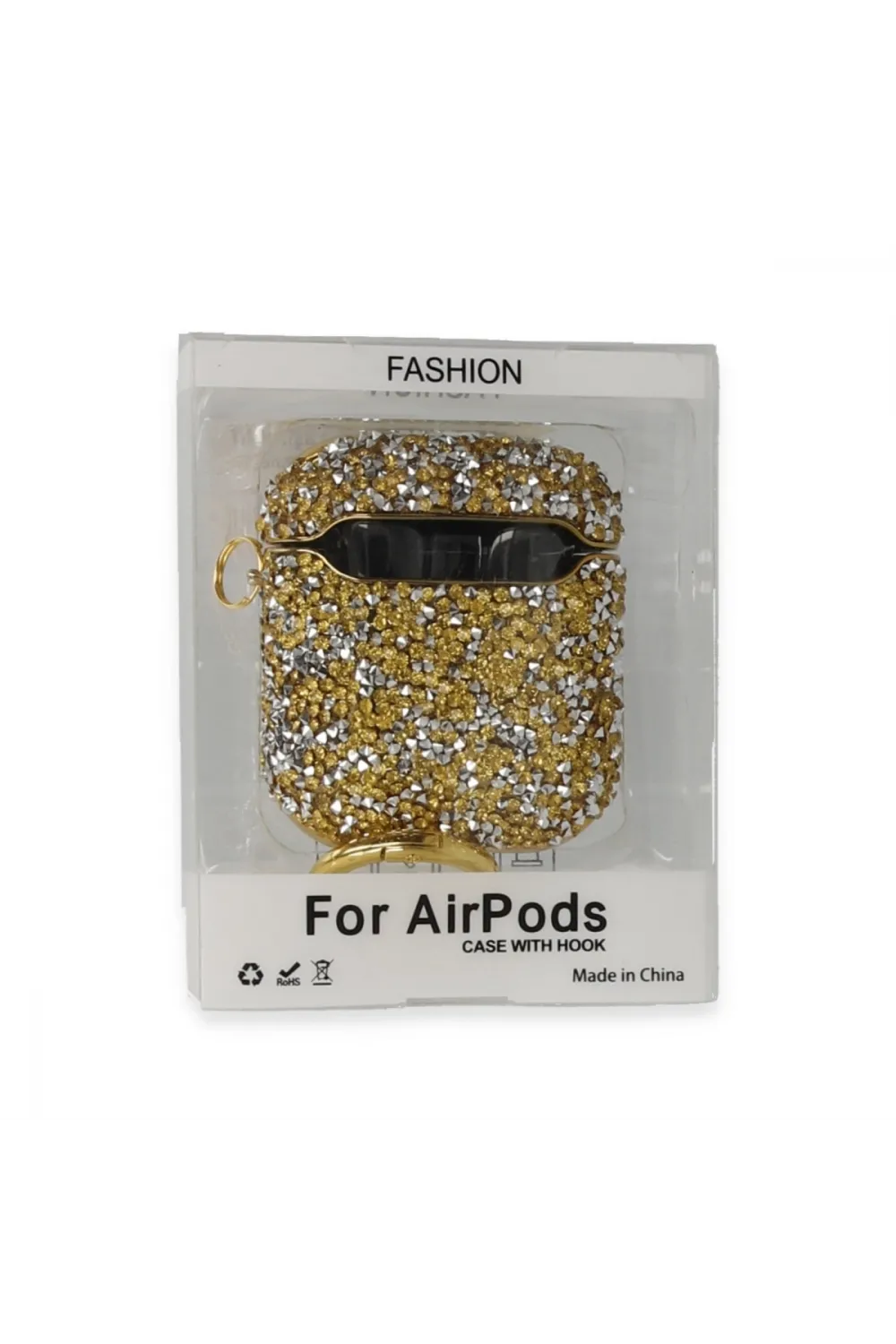 Apple Airpods 2 (2.nesil) Mira Taşlı Kılıf - Gold