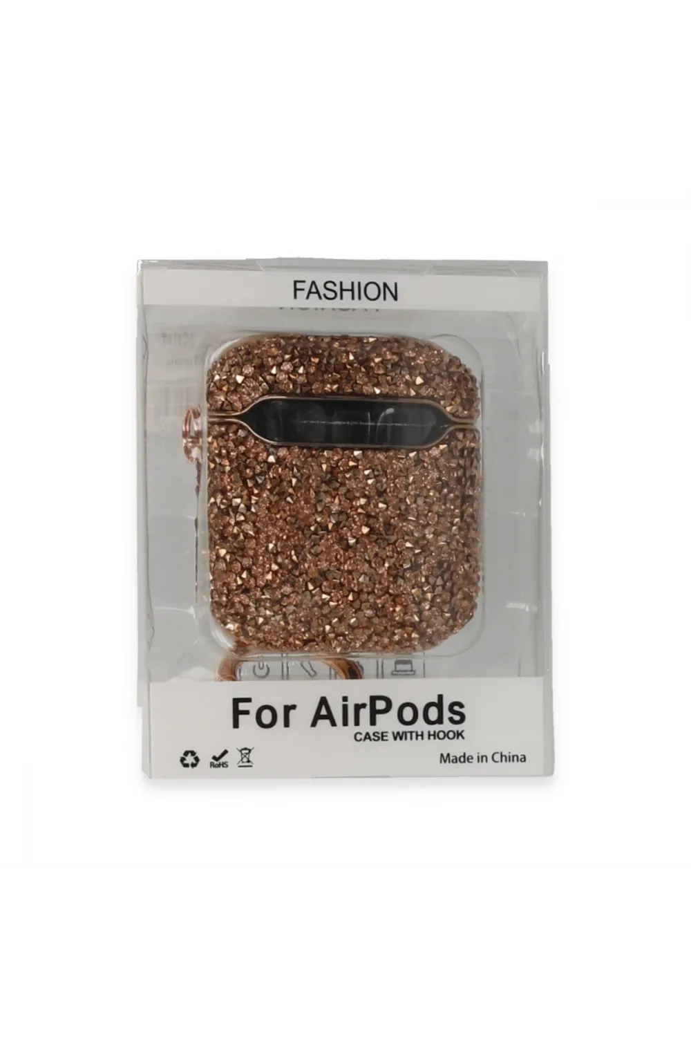 Apple Airpods 2 (2.nesil) Mira Taşlı Kılıf - Rose Gold