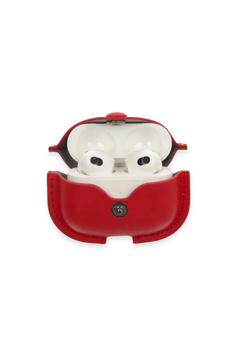 Apple Airpods 3 (3.nesil) Çanta Deri Kılıf - Kırmızı