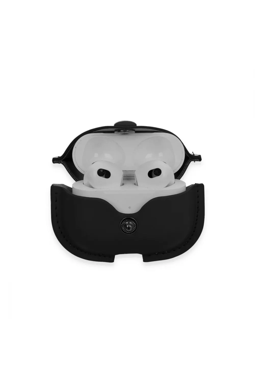Apple Airpods 3 (3.nesil) Çanta Deri Kılıf - Siyah