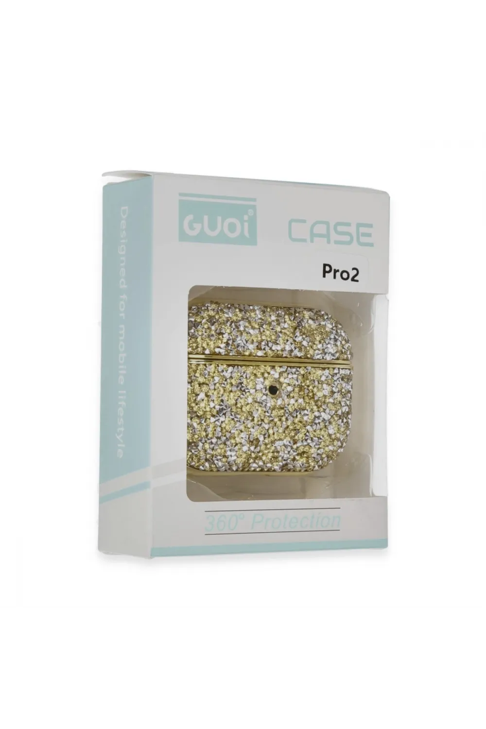 Apple Airpods Pro 2 (2.nesil) Luz Taşlı Kılıf - Gold