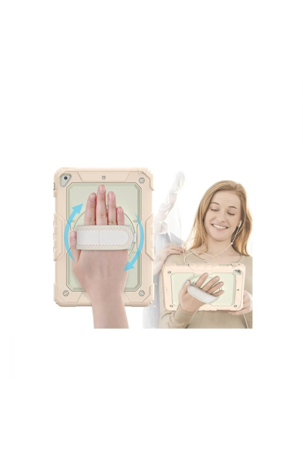 Apple İpad 5 Air 9.7 Kılıf Strap New Tablet Kapak - Pembe