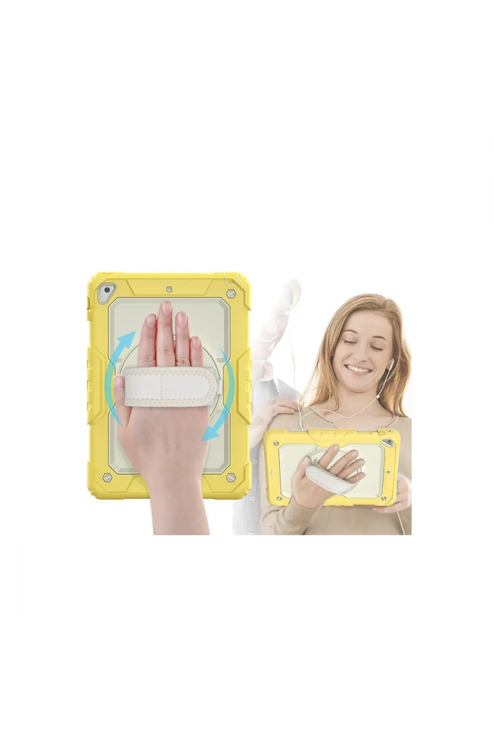 Apple İpad 5 Air 9.7 Kılıf Strap New Tablet Kapak - Sarı