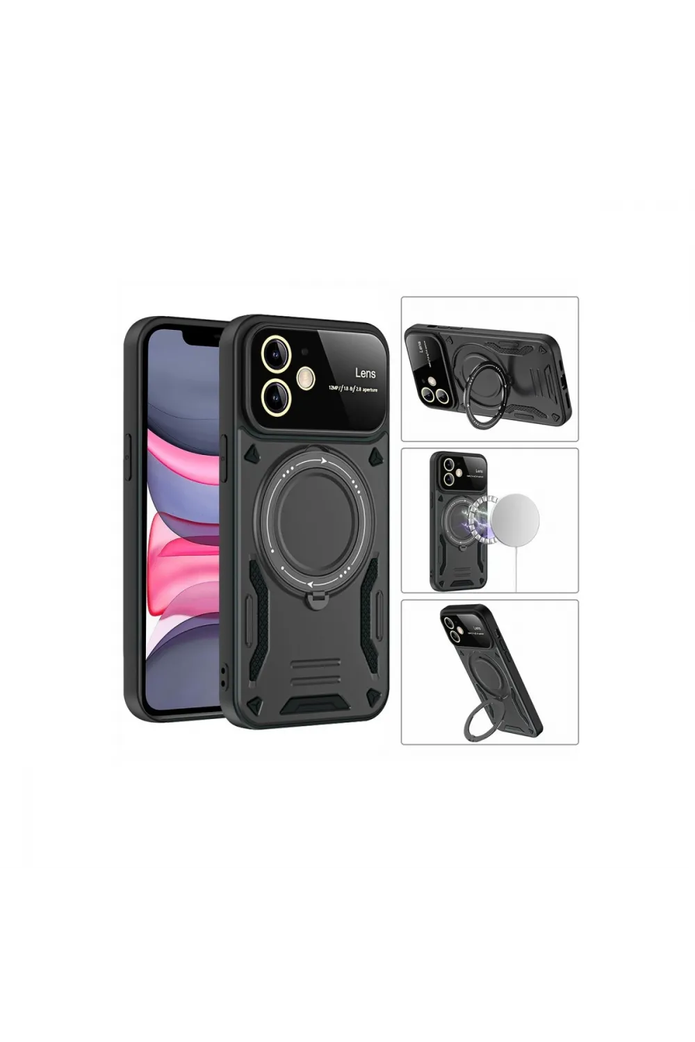 Apple İphone 11 Kılıf Joy Lens Standlı Kapak - Mor