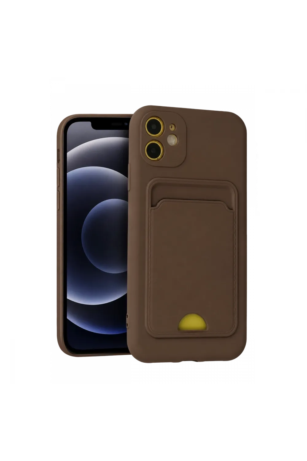 Apple İphone 11 Kılıf Kelvin Kartvizitli Silikon - Kahverengi