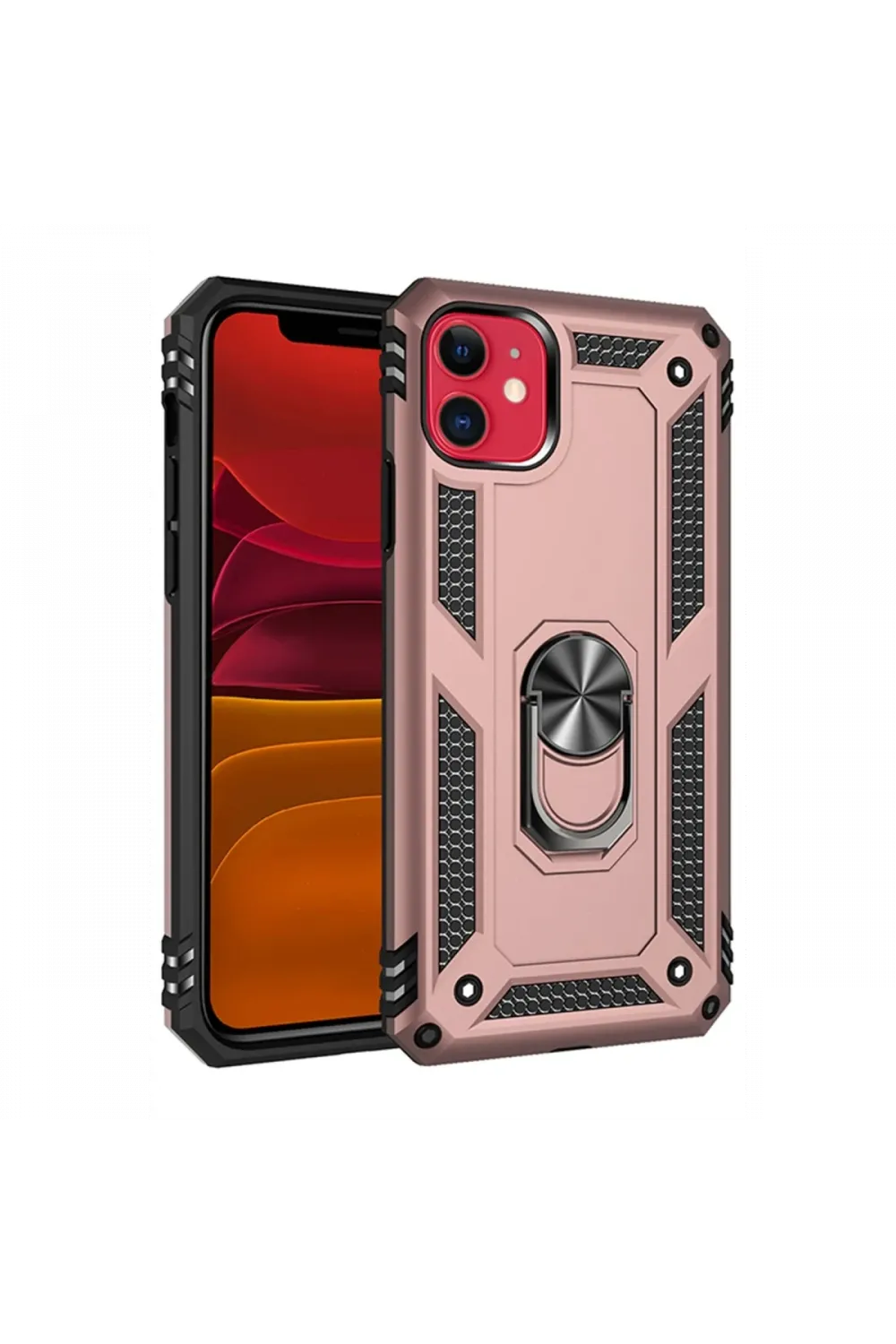 Apple iPhone 11 Kılıf Sofya Yüzüklü Silikon Kapak - Rose