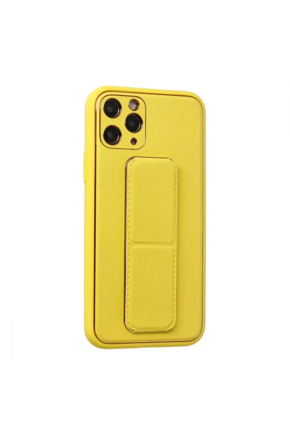 Apple İphone 11 Pro Kılıf Coco Deri Standlı Kapak - Sarı