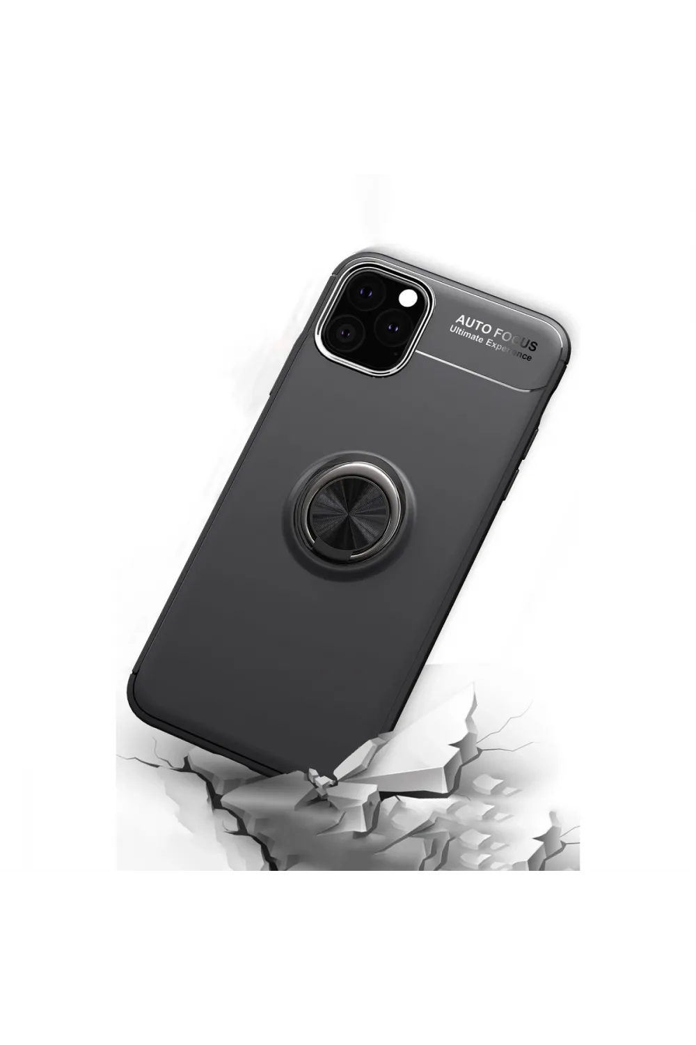 Apple İphone 11 Pro Kılıf Range Yüzüklü Silikon - Siyah-kırmızı