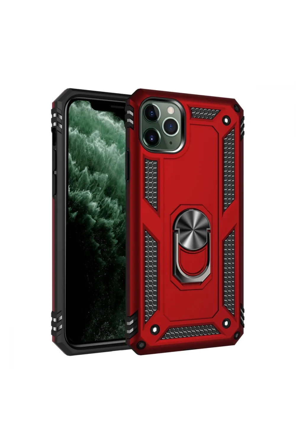Apple İphone 11 Pro Kılıf Sofya Yüzüklü Silikon Kapak - Kırmızı