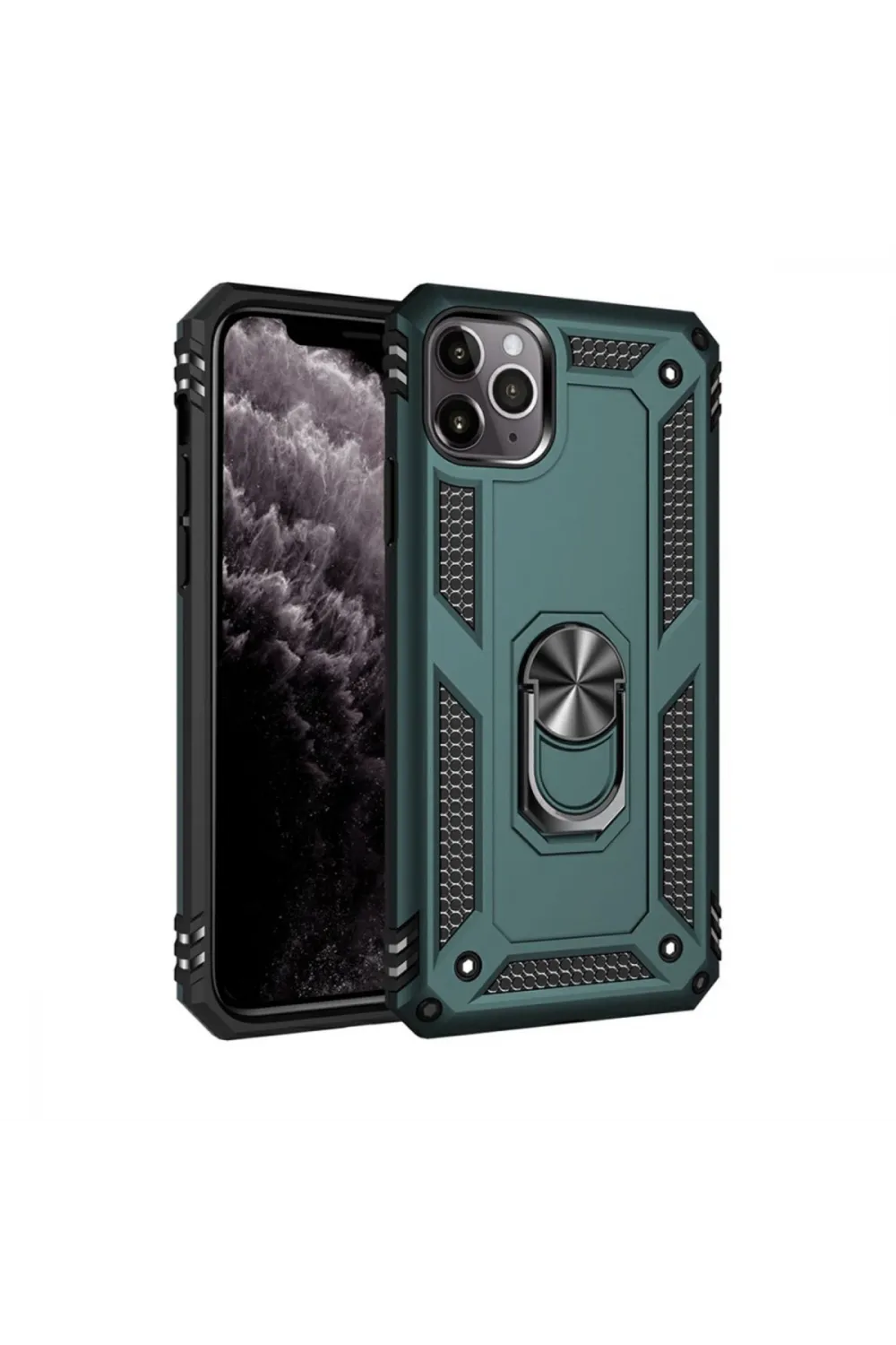 Apple İphone 11 Pro Kılıf Sofya Yüzüklü Silikon Kapak - Yeşil