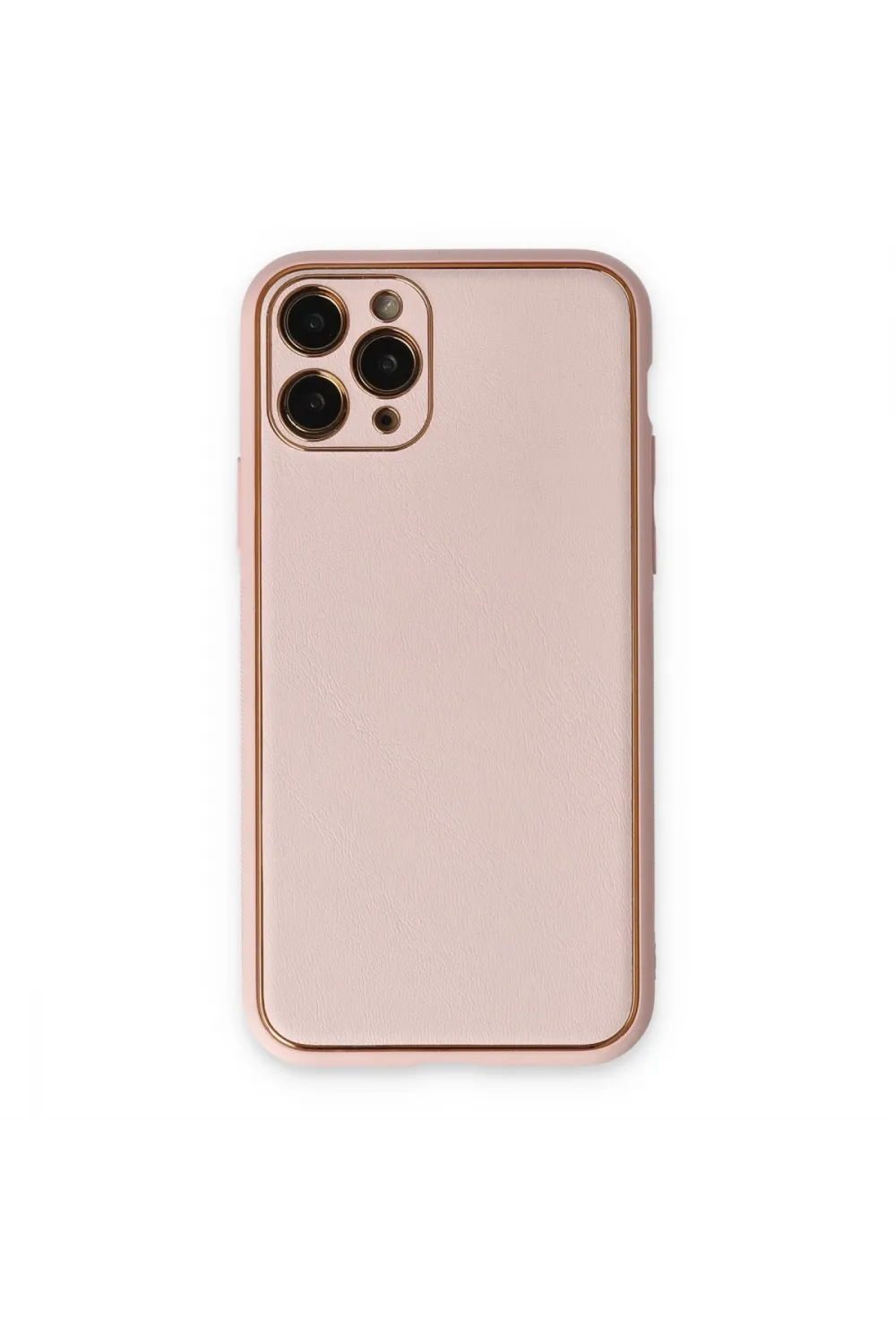 Apple İphone 11 Pro Max Kılıf Coco Deri Silikon Kapak - Pudra