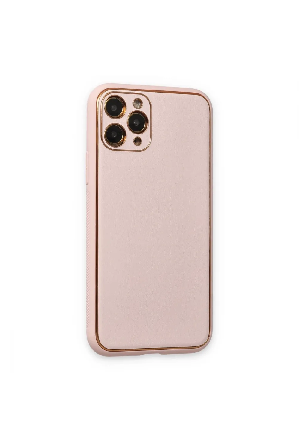Apple İphone 11 Pro Max Kılıf Coco Deri Silikon Kapak - Pudra