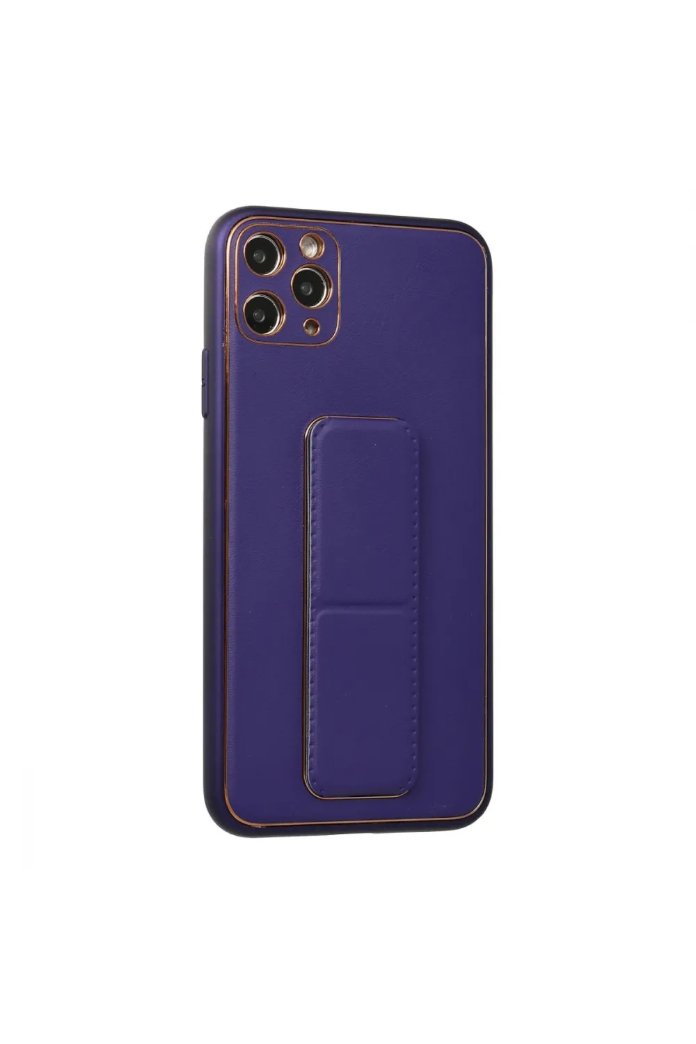 Apple İphone 11 Pro Max Kılıf Coco Deri Standlı Kapak - Mor