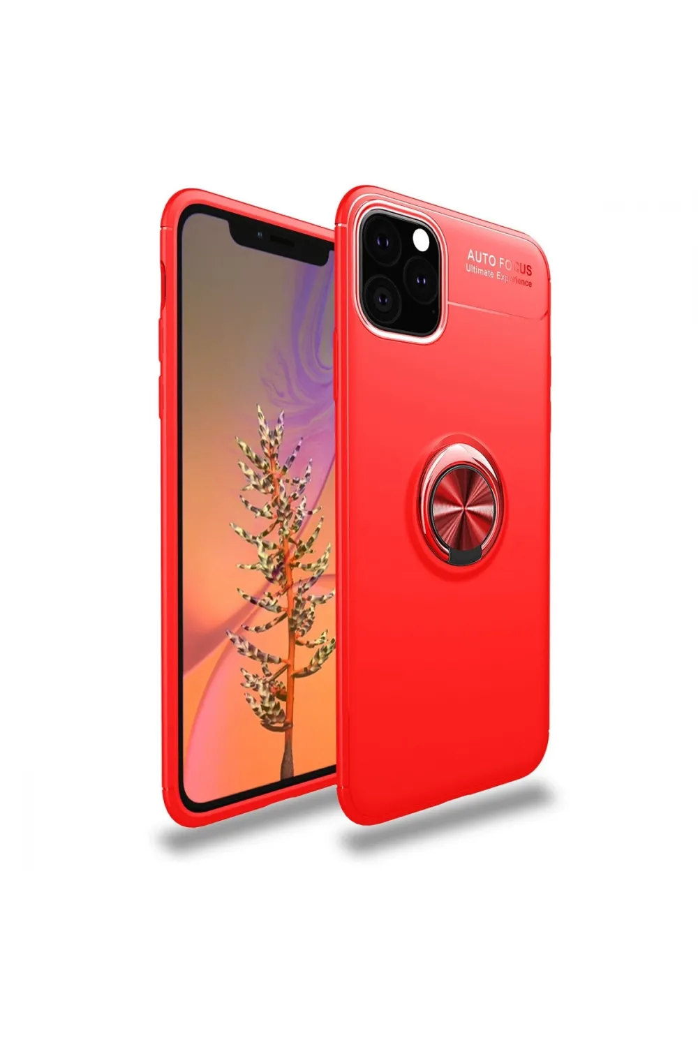 Apple İphone 11 Pro Max Kılıf Range Yüzüklü Silikon - Kırmızı