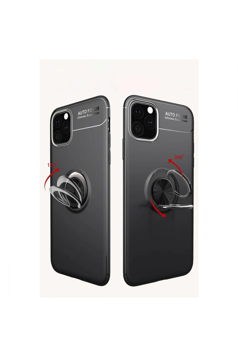 Apple İphone 11 Pro Max Kılıf Range Yüzüklü Silikon - Kırmızı